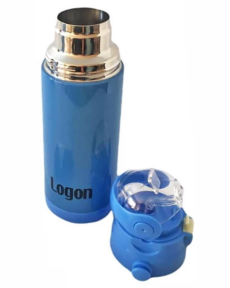 Logon Çelik Pipetli Matara Mavi 350 ml LGL340 - Resim 3