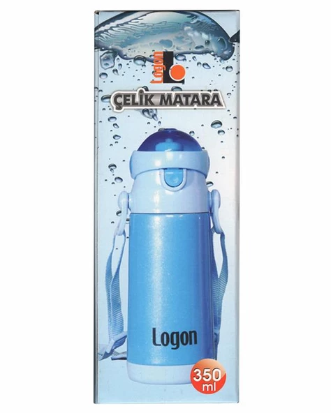 Logon Çelik Pipetli Matara Mavi 350 ml LGL340 ürün görseli 1