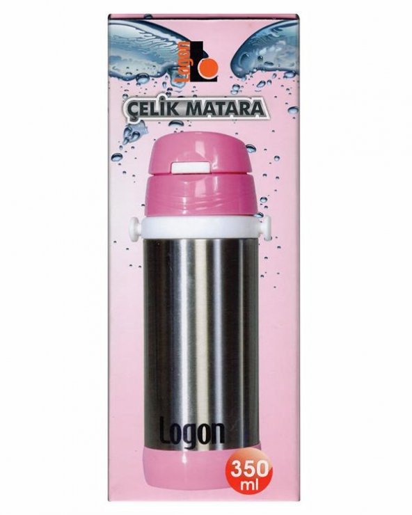 Logon Çelik Pipetli Matara Pembe 350 ml LGI015 ürün görseli 1