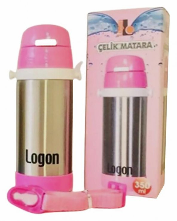 Logon Çelik Pipetli Matara Pembe 350 ml LGI015 - Resim 2