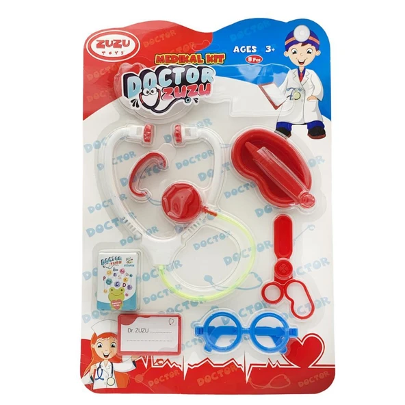 Zuzu Eğitici Oyuncak Doktor Meslek Aktivite Oyun Setleri Steteskop Gözlük Makas ve Medikal Çanak ürün görseli 1