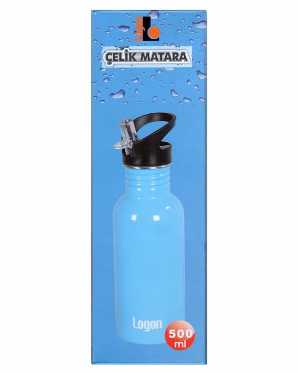 Logon Çelik Pipetli Matara Mavi 500 ml LGL173 ürün görseli 1