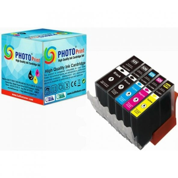Photo Print  Canon Pixma MG8150 Kartuş Set 5 Renk Takım Muadil Yüksek Kapasite 525XL-526XL 500 Sayfa ürün görseli 1