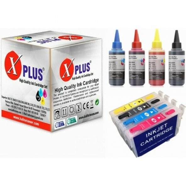 Xplus Epson Stylus DX4450 T0711-T0714 Muadil Kolay Dolan Kartuş + 4 X100 ml Renk Mürekkep Seti 500 Sayfa ürün görseli 1