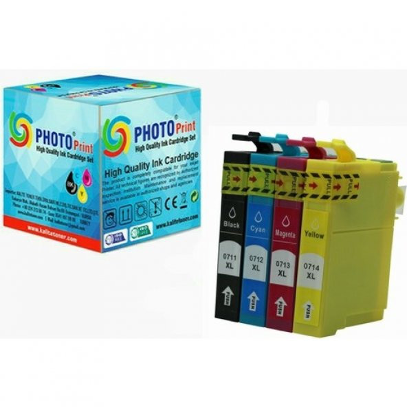 Photo Print Epson Stylus DX4450 T0711 T0712 T0713 T0714 4 Renk Muadil Kartuş Seti 500 Sayfa ürün görseli 1