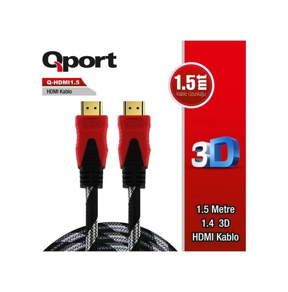 Qport Q-Hdmi1.5 Hdmi To Hdmi 1.5 Metre Altin Uçlu Kablo ürün görseli 1