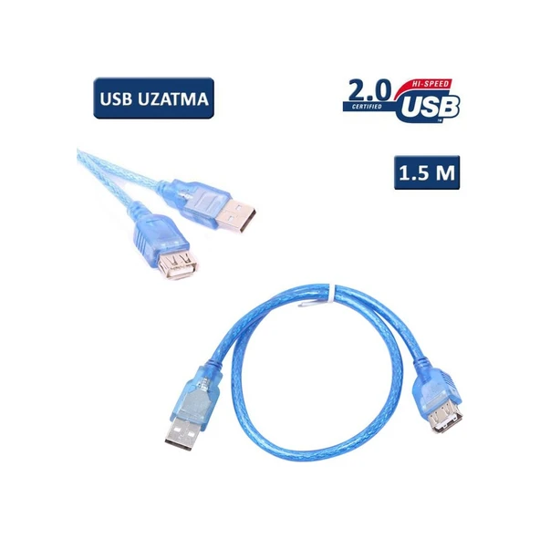 Usb 2.0 Uzatma Kablosu Transparan - 1 5Metre ürün görseli 1