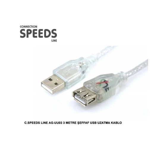 3 Metre Usb Uzatma Kablosu Şeffaf ürün görseli 1