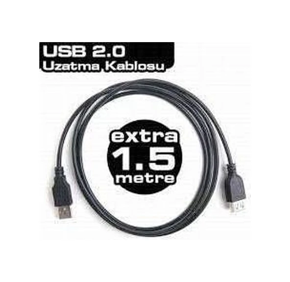 1.5 Metre 1.5Mt Usb Uzatma Kablosu Usb Uzatma Erkek Dişi Kablo ürün görseli 1