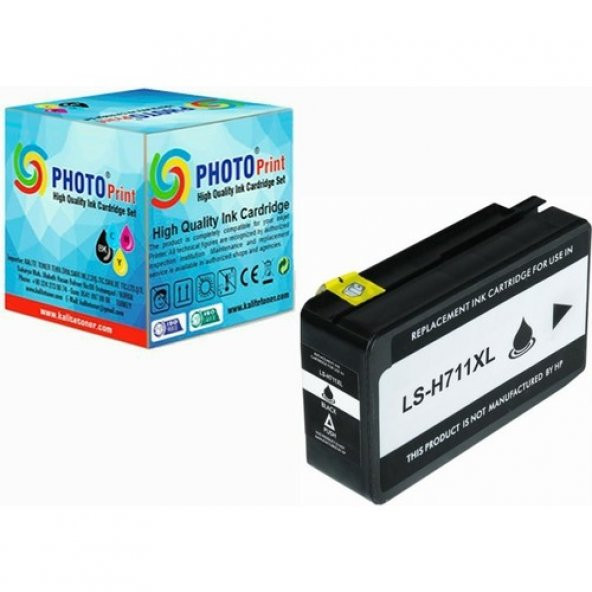 Photo Print HP 711XL Siyah CZ133A Designjet T120 / T520 Muadil Kartuş 2000 Sayfa ürün görseli 1