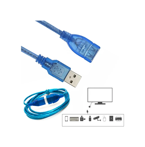 3 Metre Usb Uzatma Kablosu Usb 2.0 Erkek Dişi Uzatma Kablosu ürün görseli 1