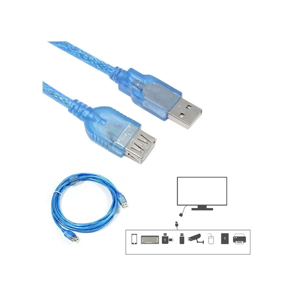 1.5 Metre Usb Uzatma Kablosu Usb 2.0 Erkek Dişi Uzatma Kablosu ürün görseli 1