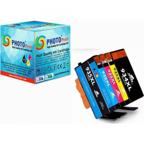 Photo Print Officejet 6230 934XL/935XL 4 Renk Muadil Kartuş Seti ürün görseli 1