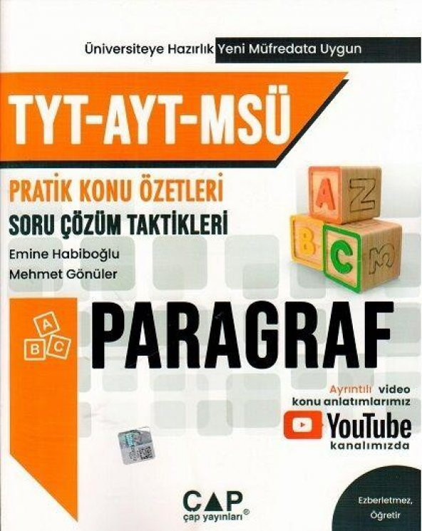 TYT AYT MSÜ Paragraf Konu Özetli Soru Çözümleri Çap Yayınları ürün görseli 1