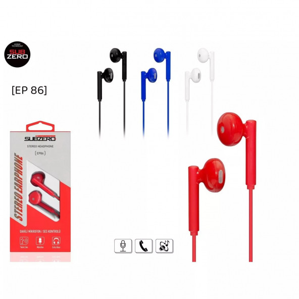 Subzero EP86 3,5mm Kablolu Mikrofonlu Extra Bass Telefon Kulaklık ürün görseli 1