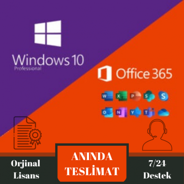 Windows 10 Pro Dijital Lisans Anahtarı ve Office 365 Pro Plus Dijital Lisans Hesabı ürün görseli 1
