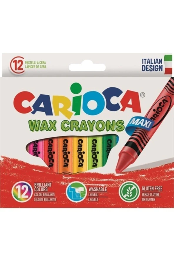 Carioca Jumbo Üçgen Elleri Kirletmeyen Yıkanabilir Pastel Boya Kalemi 12 Renk ürün görseli 1
