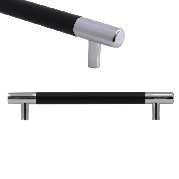 Hitit Mobilya Mutfak Dolap Dolabı Çekmece Kulpu Kulbu Krom Mat Siyah Metal (128 MM-12.8 CM) Kulpları ürün görseli 1