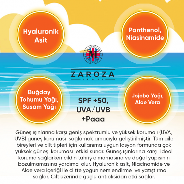Zaroza Sunscreen Lotion Spf 50+ 150ml - Resim 5