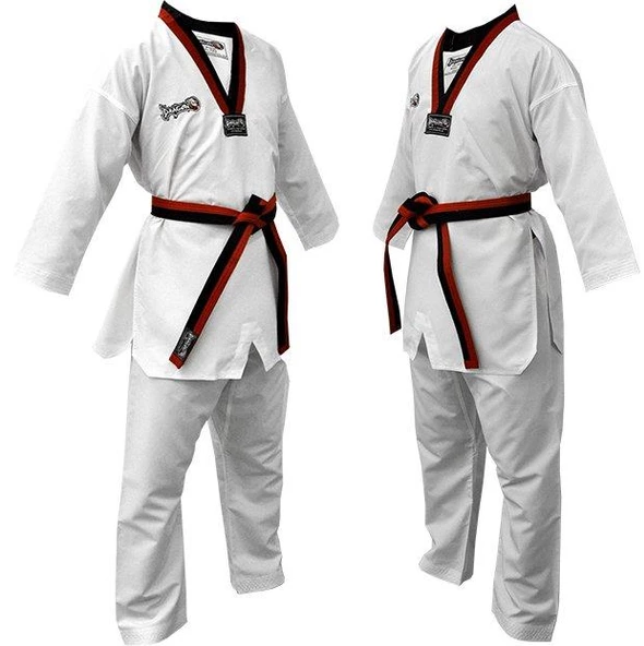 DragonDo 13110 Pum Yaka - Siyah Kırmızı Yaka Taekwondo Elbisesi ürün görseli 1