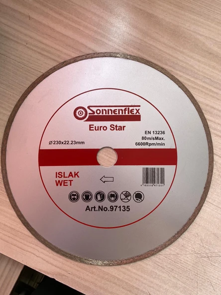 SERAMİK İÇİN ELMAS KESME DİSKİ ISLAK-WET 230X22.23mm SONNENFLEX ürün görseli 1