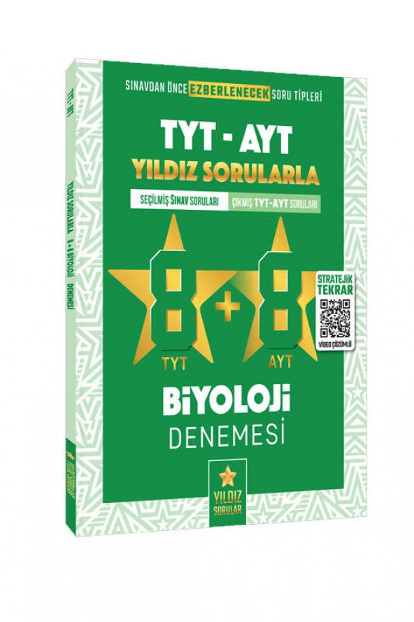 TYT AYT YILDIZ SORULARLA BİYOLOJİ 8+8 DENEME - YILDIZ SORULAR YAYINLARI ürün görseli 1