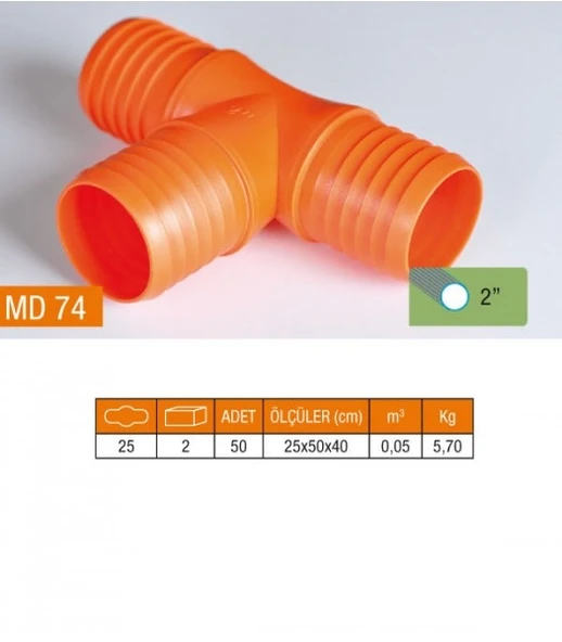 2" TE HORTUM EKİ PLASTİK MD74 ürün görseli 1