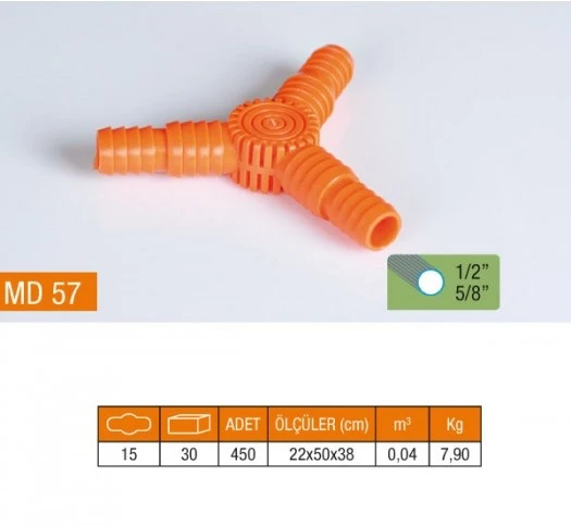 1/2-5/8 NORMAL 3LÜ HORTUM EKİ MD57 ürün görseli 1