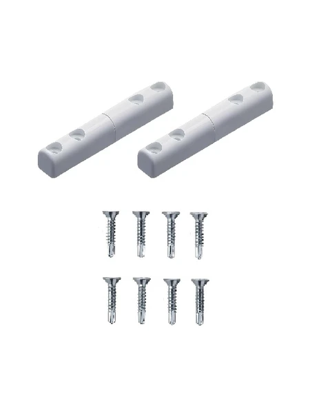 2 ADET BEYAZ PVC SİNEKLİK MENTEŞESİ İLE 8 ADET 3.9X25 YHB MATKAP UÇLU SAC VİDASI ürün görseli 1