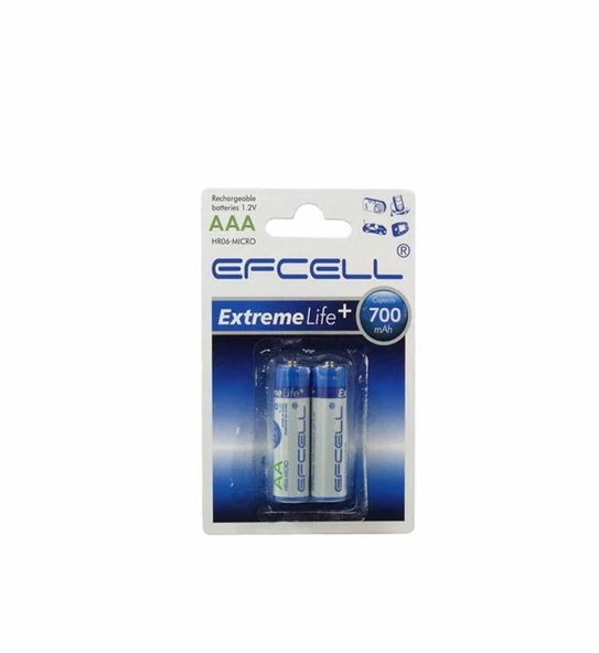 EFCELL 700 mAH AAA BOY ŞARJLI KUMANDA PİLİ 2 Lİ PAKET ürün görseli 1