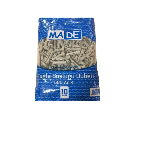 10 MM 500LÜ PAKET GRİ TUĞLA BOŞLUK DÜBELİ MADE KOD:008 ürün görseli 1