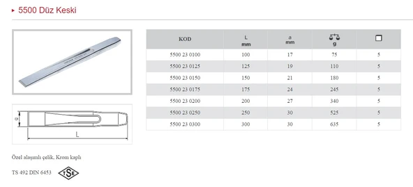İZELTAŞ 200 MM DÜZ KESKİ KROM 5500 23 0200 ürün görseli 1