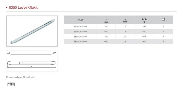 İZELTAŞ 500 MM LEVYE OLUKLU KROM  6350 26 0500 ürün görseli 1