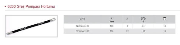 İZELTAŞ 500 CC GRES POMPASI HORTUMU 6230 26 3500 ürün görseli 1