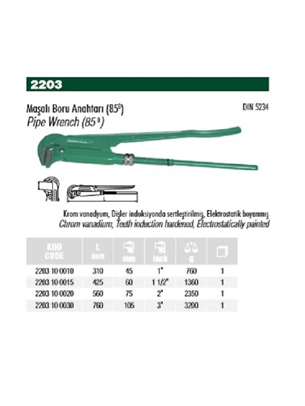 ELTA 1.1/2" MAŞALI BORU ANAHTARI 2203 10 0015 ürün görseli 1