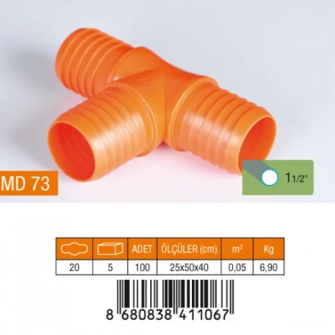 1.1/2" T HORTUM EKİ PLASTİK MD73 ürün görseli 1