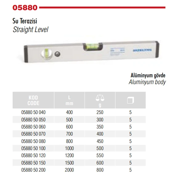İZELTAŞ 80 CM SU TERAZİSİ ALÜMİNYUM GÖVDE 05880 50 080 ürün görseli 1
