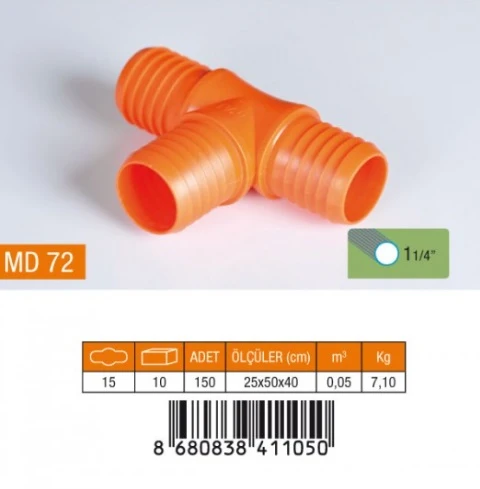 1.1/4" T HORTUM EKİ PLASTİK MD72 ürün görseli 1