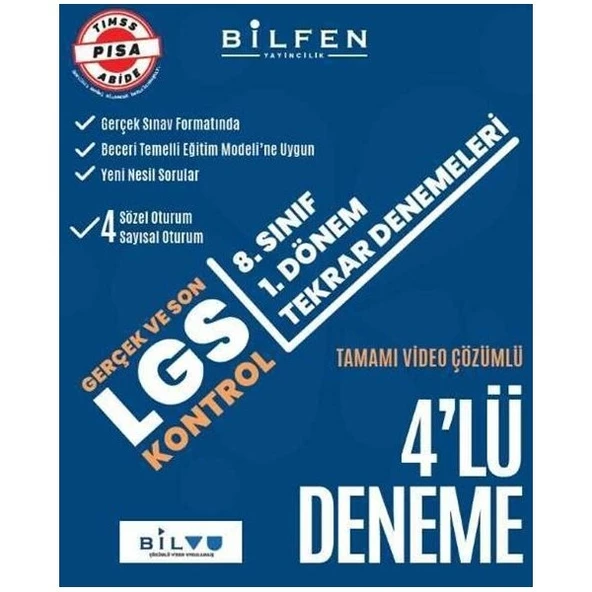 Bilfen Yayınları 8. Sınıf LGS 1. Dönem 4lü Tekrar Denemeleri ürün görseli 1