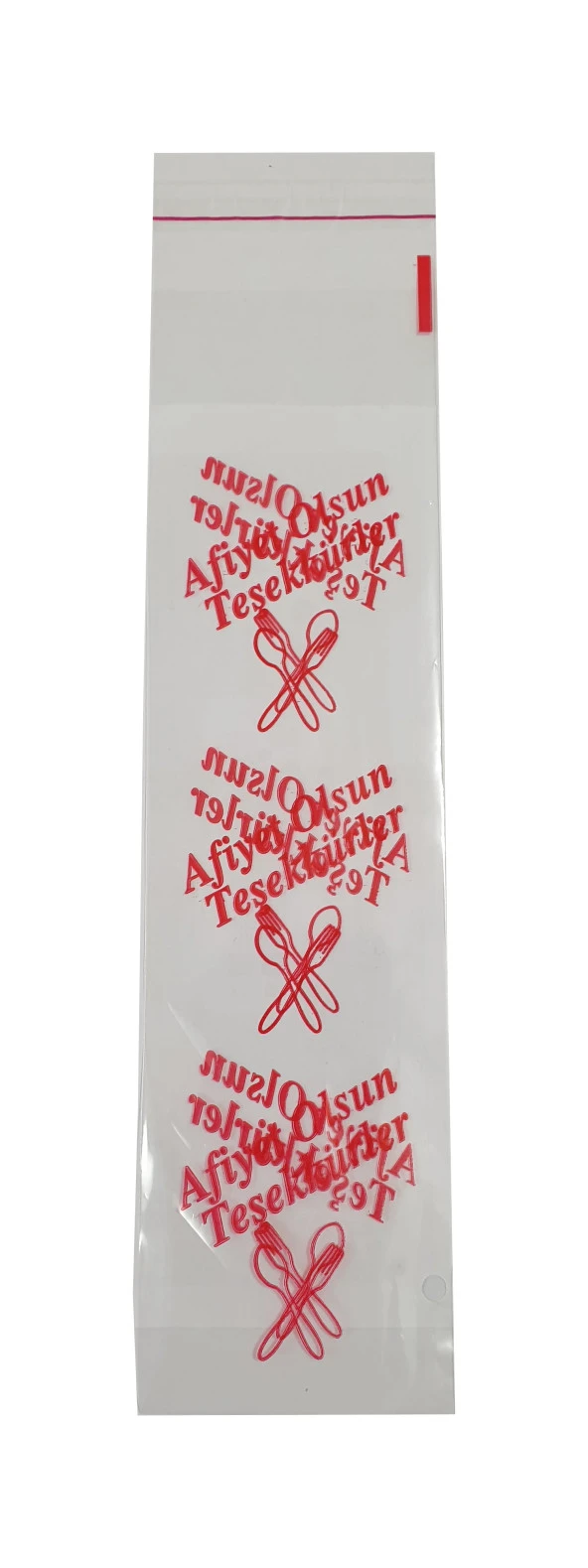 Çatal Kaşık Bıçak Poşeti - Afiyet Olsun Yazılı Baskılı - Şeffaf - 1000 Adet / 1 Kg ürün görseli 1