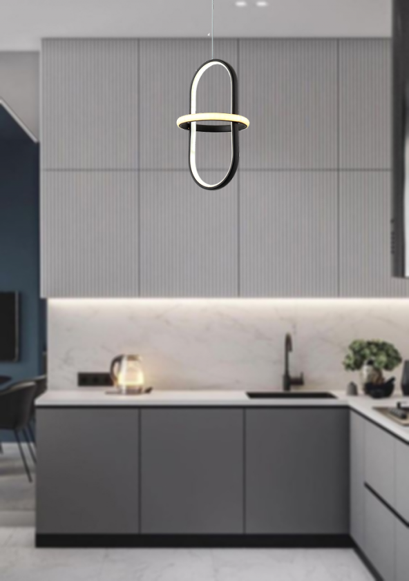 TT Aydınlatma TT006-1-SY  Minyon Modeli Tekli Mat Siyah Led Avize ürün görseli 1