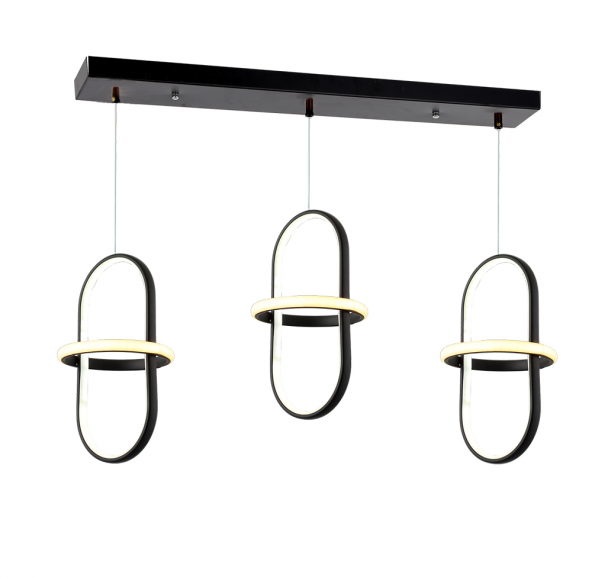 TT Aydınlatma TT006-3S-SY  Minyon Modeli 3 lü Mat Siyah Sıralı Led Avize ürün görseli 1