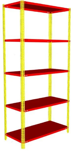 Sarı Kırmızı Taraftar Rafı - 5 Katlı Taraftar Rafları  31x60 cm 200 cm 0.70 mm ürün görseli 1