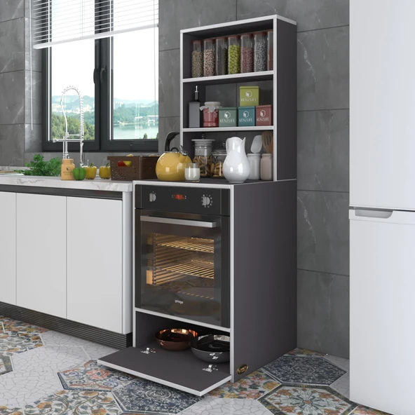 Kenzlife ankastre fırın dolabı bengisu gri 165*60*56 mutfak kapaklı ürün görseli 1