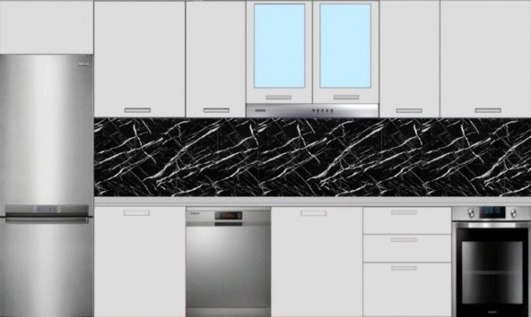 Renkli Duvarlar Tezgah Arası Kendinden Yapışkanlı PVC Siyah Kaplama Paneli 30x60 cm ürün görseli 1