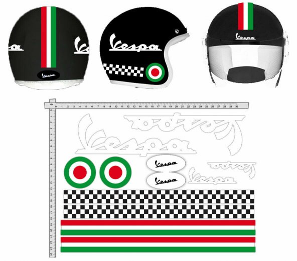 Sticker Master Vespa Kask İtalyan Sticker Seti Motor ürün görseli 1