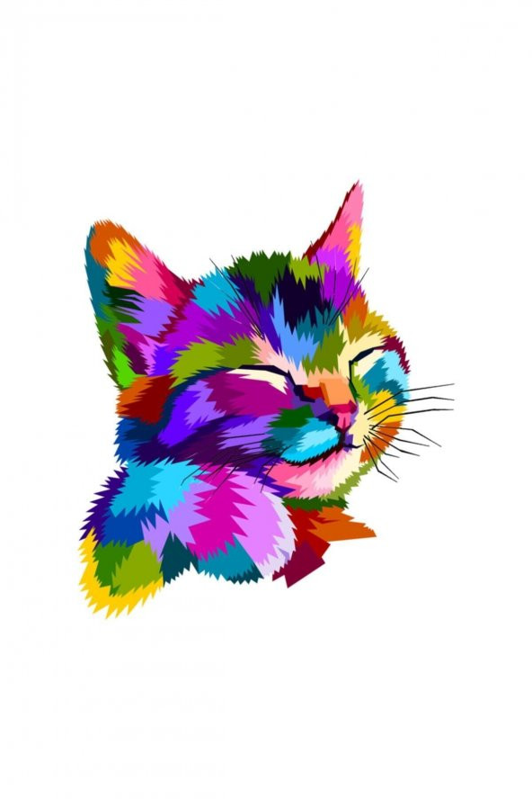 Rengarenk Kedi Sticker Oto Motor Laptop Bilgisayar 6 Cm Etiket Çıkartma ürün görseli 1