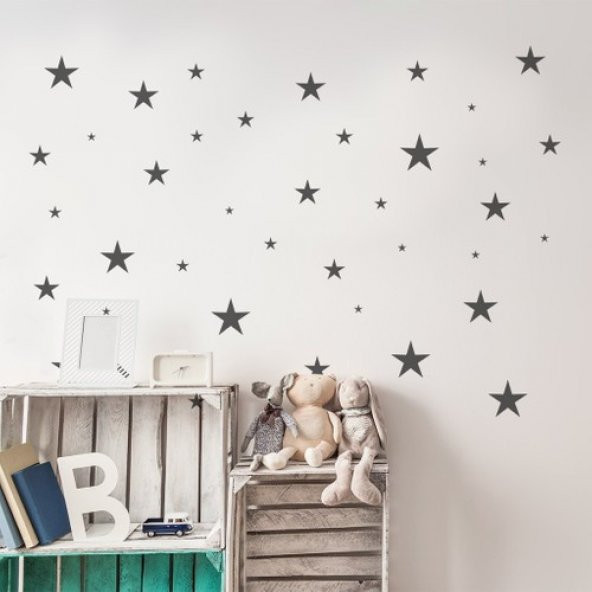 Sticker Master Gümüş Gri Yıldız Sticker (3-4-5 Cm Büyüklük - 80 Adet) ürün görseli 1
