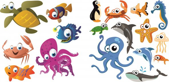 Sticker Masters Sevimli Deniz Hayvanları Duvar Çocuk Odası Sticke ürün görseli 1