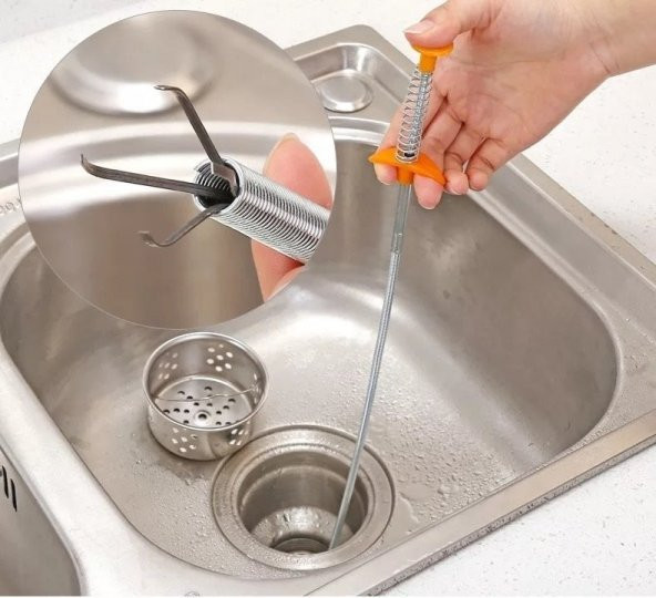 Çelik Tel Yay Lavabo Açıcı Tıkanma Önleyici Tıkanıklık Açma Teli Geder Açma Aparatı ürün görseli 1